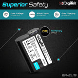Digitek (EN-EL15) 1900mAh Secondary Rechargeable Battery Packs for Digital Camera EN-EL15, Compatibility - D7000, D7100, D7200, D850, D750, D810, D500, D600, D610, D7500, D800, D800E, & V1