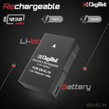 Digitek (ENEL14) 1030mAh Secondary Rechargeable Battery Packs for Digital Camera & Digital Camcorders, Compatibility - D3100 DSLR, D5100DSLR, Coolpix P7000 & More