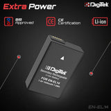 Digitek (ENEL14) 1030mAh Secondary Rechargeable Battery Packs for Digital Camera & Digital Camcorders, Compatibility - D3100 DSLR, D5100DSLR, Coolpix P7000 & More