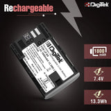 Digitek (LP-E6) Secondary Li-ion Rechargeable Battery for DSLR Camera, Compatibility - EOS 5D Mark IV, EOS 5Ds, 5DS R, EOS 6D, EOS 6D Mark II, EOS 7D, EOS 7D Mark II and More
