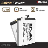 Digitek (NB 11L) Lithium-ion Rechargeable Battery for DSLR Camera, Compatibility - IXUS 125HS, 240HS, Powershot A1200, A2200, A2300, A2400, A3200, A3300 is, A3400 is (NB-11L)