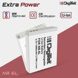 Digitek NB-6L Lithium-ion Rechargeable for Canon DSLR Camera Battery