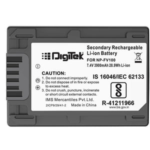 Digitek (NP FV100) 3900mAh Extra Power Secondary Rechargeable Li-ion Camera Battery for Sony FDR-AX53,FDR-AX700,HDR-CX455,HDR-CX675,DCR-SR21,DCR-SR60,DCR-SR68,DCR-SR88 Camera