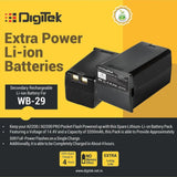 Digitek (WB29) 3200mAh Secondary Rechargeable Lithium Battery Pack for AD200 / AD200Pro Pocket Flash