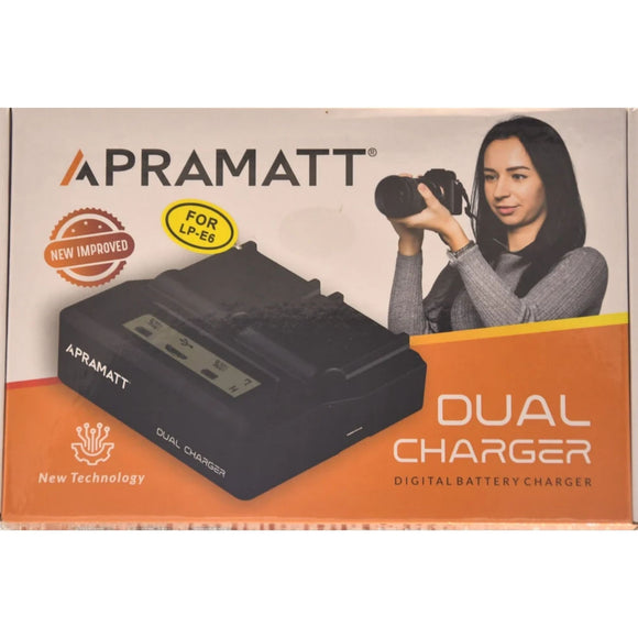 APRAMATT Dual LCD Charger LPE6 (Canon)