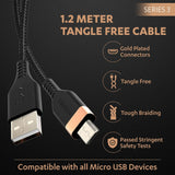 Duracell Micro USB 3A Braided Sync & Fast Charging USB Cable, 3.9 Feet (1.2M). Supports QC 2.0/3.0 Charging, High Speed Data Transmission - Black