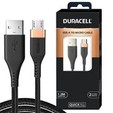 Duracell Micro USB 3A Braided Sync & Fast Charging USB Cable, 3.9 Feet (1.2M). Supports QC 2.0/3.0 Charging, High Speed Data Transmission - Black