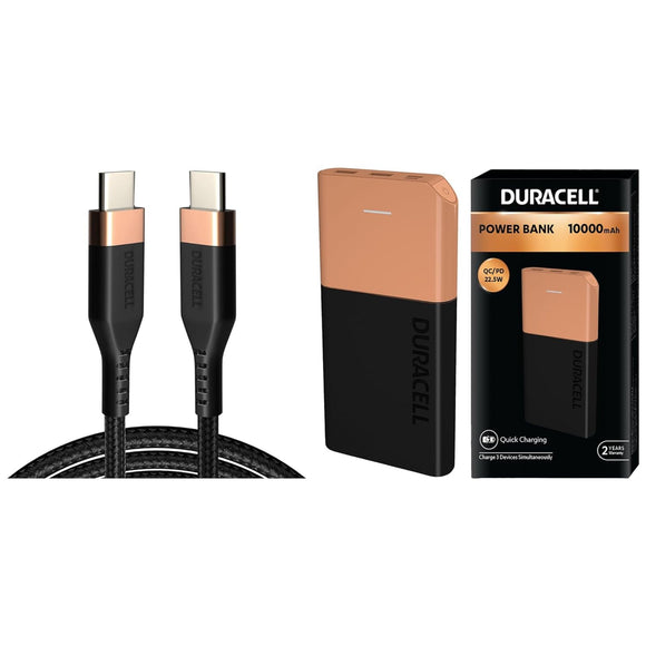 Duracell Powerbank 10000mh with Series 1 - C to C Cable