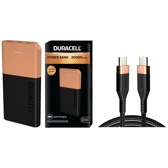 Duracell Powerbank 20000mh with Series 1 - C to C Cable