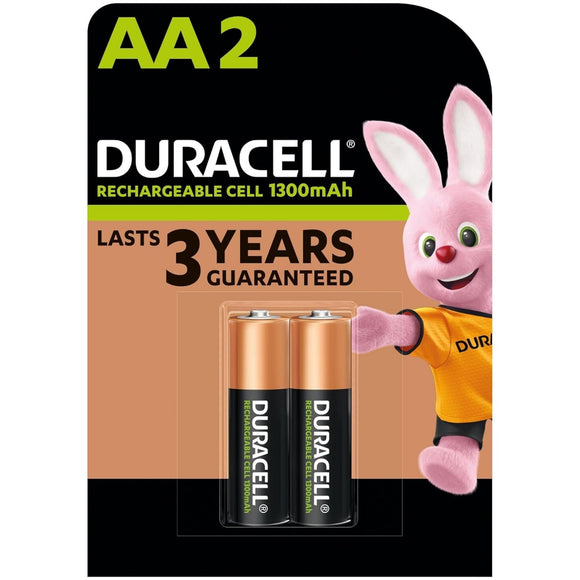 Duracell Rechargeable AA 1300mAh Batteries, Pack of 2