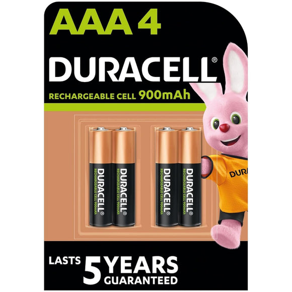 Duracell Rechargeable AAA 900mAh Batteries, Pack of 4