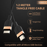 Duracell Type-C To Micro 1.2M braided Sync & Charge Cable, USB C to Micro Fast Charge Compatible for fast data transmission (Black)