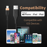 Duracell USB Lightning Apple Certified (Mfi) Braided Sync & Charge Cable For Iphone, Ipad And Ipod. Fast Charging Lightning Cable, 3.9 Feet (1.2M) - Black