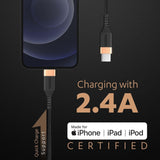 Duracell USB Type C To Lightning Apple Certified (Mfi) Braided Sync & Charge Cable For Iphone, Ipad And Ipod. Fast Charging Lightning Cable, 3.9 Feet (1.2M) - Black