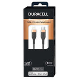 Duracell USB Type C To Lightning Apple Certified (Mfi) Braided Sync & Charge Cable For Iphone, Ipad And Ipod. Fast Charging Lightning Cable, 3.9 Feet (1.2M) - Black