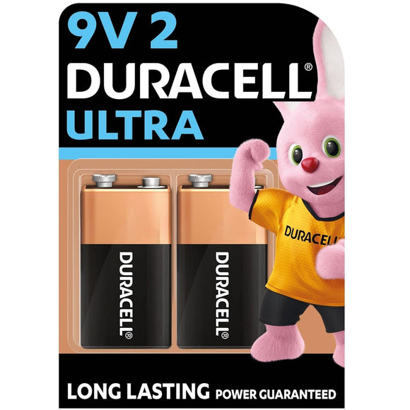 Duracell Ultra Alkaline 9V Batteries, Pack of 2