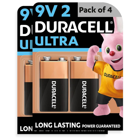Duracell Ultra Alkaline 9V Batteries, Pack of 4