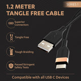 Duracell Usb-A To Type C, 65W Braided Sync&Fast Charging USB Cable, 3.9 Feet(1.2M), Qc 2.0/3.0 Ultra Fast Charging, For Samsung, Mi, Realme, Oppo, One Plus, Seamless Data Transmission, Series 1,Black
