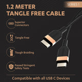 Duracell Usb Type C To Type C USB Cable 4A(60W) Braided Sync& Charging Cable,Compatible With Mobile,Laptop,Tablets&Macbook,3.9 Feet(1.2M) Supports Power Delivery(Pd) With Rapid Data Transmission,Black