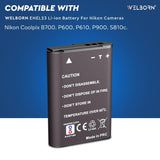 WELBORN EN-EL23 Rechargeable Lithium-Ion Battery for Nikon Coolpix P600, P610.