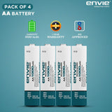 ENVIE (AA10004PLNi-CD) AA Rechargeable Batteries, Low Self Discharge, AA 1000mAh Ni-CD (Pack of 4)