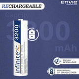 ENVIE (AA 3200 4PL) Infinite Rechargeable Battery for Remote Controls, Electronic Toys, Cameras, Flashlights and Others