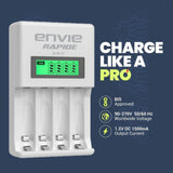 ENVIE (ECR-31) Rapide Ultra Fast Charger for Rechargeable Batteries AA & AAA Ni-mh, with LCD Display, Smart Charge Control System