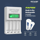 ENVIE (ECR-31) Rapide Ultra Fast Charger for Rechargeable Batteries AA & AAA Ni-mh, with LCD Display, Smart Charge Control System