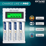 ENVIE (ECR11MC + 2800 4PL) SprintX Ultra Fast Rechargeable Batteries Charger for AA & AAA Ni-MH with 4xAA2800mah Rechargeable Batteries, with Over Charge Protection