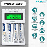 ENVIE (ECR11MC+2800+1100) SprintX Ultra Fast Rechargeable Batteries Charger for AA & AAA Ni-mh, with 2xAA2800 & 2AAA1100 Rechargeable Batteries, with Over Charge Protection