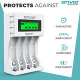ENVIE (ECR11MC+2800+1100) SprintX Ultra Fast Rechargeable Batteries Charger for AA & AAA Ni-mh, with 2xAA2800 & 2AAA1100 Rechargeable Batteries, with Over Charge Protection