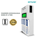 ENVIE (ECR11+AA2800 4PL) Speedster Rechargeable Batteries Charger for AA & AAA with 4x2800mah Batteries (with LCD Display)
