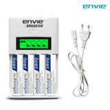 ENVIE (ECR11+AA2800 4PL) Speedster Rechargeable Batteries Charger for AA & AAA with 4x2800mah Batteries (with LCD Display)