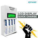 ENVIE (ECR11+AA2800 4PL) Speedster Rechargeable Batteries Charger for AA & AAA with 4x2800mah Batteries (with LCD Display)