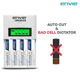 ENVIE (ECR11+AA2800 4PL) Speedster Rechargeable Batteries Charger for AA & AAA with 4x2800mah Batteries (with LCD Display)