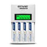 ENVIE (ECR11+AA2800 4PL) Speedster Rechargeable Batteries Charger for AA & AAA with 4x2800mah Batteries (with LCD Display)