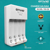ENVIE (ECR2028002PL) High Speed Wall Plug Charger ECR 20 for AA & AAA Ni-mh/Ni-cd Rechargeable Batteries | 2000MA Output Current | with 2 AA2800 Ni-mh Batteries (ECR2028002PL)