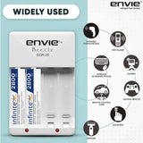 ENVIE (ECR2028002PL) High Speed Wall Plug Charger ECR 20 for AA & AAA Ni-mh/Ni-cd Rechargeable Batteries | 2000MA Output Current | with 2 AA2800 Ni-mh Batteries (ECR2028002PL)