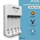 ENVIE (ECR20 2800 800 2PL) High Speed Wall Plug Charger ECR 20 for AA & AAA Ni-mh/Ni-cd Rechargeable Batteries | 2000MA Output Current | with 2 xAA2800 & 2xAAA800 Rechargeable Batteries (ECR20 2800 800 2PL)
