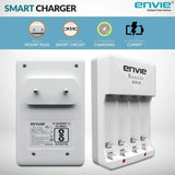 ENVIE (ECR20 2800 800 2PL) High Speed Wall Plug Charger ECR 20 for AA & AAA Ni-mh/Ni-cd Rechargeable Batteries | 2000MA Output Current | with 2 xAA2800 & 2xAAA800 Rechargeable Batteries (ECR20 2800 800 2PL)