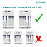 ENVIE (ECR20 2800 800 2PL) High Speed Wall Plug Charger ECR 20 for AA & AAA Ni-mh/Ni-cd Rechargeable Batteries | 2000MA Output Current | with 2 xAA2800 & 2xAAA800 Rechargeable Batteries (ECR20 2800 800 2PL)