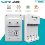 ENVIE (ECR20AA21002PL) High Speed Wall Plug Charger ECR 20 for AA & AAA Ni-mh/Ni-cd Rechargeable Batteries | 2000MA Output Current | with 2 AA2100 Ni-mh Batteries