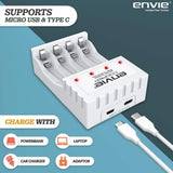 ENVIE (ECR 20 MC+4xAA1000) Standard Rechargeable Battery Charger for AA & AAA Ni-mh/Ni-Cd, LED Indicator, 600MA Output Current, with 4xAA1000 Rechargeable Batteries