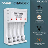 ENVIE (ECR 20 MC+4xAA1000) Standard Rechargeable Battery Charger for AA & AAA Ni-mh/Ni-Cd, LED Indicator, 600MA Output Current, with 4xAA1000 Rechargeable Batteries