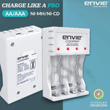 ENVIE (ECR 20 MC+4xAA1000) Standard Rechargeable Battery Charger for AA & AAA Ni-mh/Ni-Cd, LED Indicator, 600MA Output Current, with 4xAA1000 Rechargeable Batteries