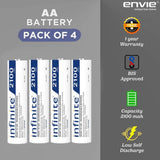 ENVIE (ECR 20 MC+4xAA2100) Standard Rechargeable Battery Charger for AA & AAA Ni-mh/Ni-Cd with 4xAA2100 Rechargeable Batteries