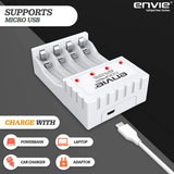 ENVIE (ECR 20 MC+4xAAA1100) Standard Rechargeable Battery Charger for AA & AAA Ni-mh/Ni-Cd with 4xAAA1100mah Rechargeable Batteries & LED Indicator