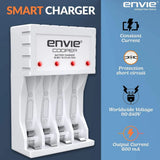 ENVIE (ECR 20MC+2800+1100) Standard Charger ECR 20 MC for AA & AAA Ni-mh/Ni-Cd Rechargeable Batteries | LED Indicator | 600MA Output Current | with 2xAA2800 & 2xAAA1100 Rechargeable Batteries