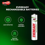 Eveready Rechargeable Battery & Charger| 1000 Series | Combo Pack with 4 Batteries & Charger | Low Discharge Mechanism | Ideal for High Drain Devices| 1.2V | India’s No.1 Battery Brand