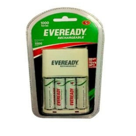 Eveready BP4C AA 1000 NIMH Charger and 4 Rechargeable Battery (White)